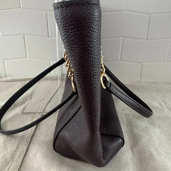 Coach Turnlock Chain Tote - Pebbled Leather - Eggplant/Dark Mauve - Picture 3 of 11